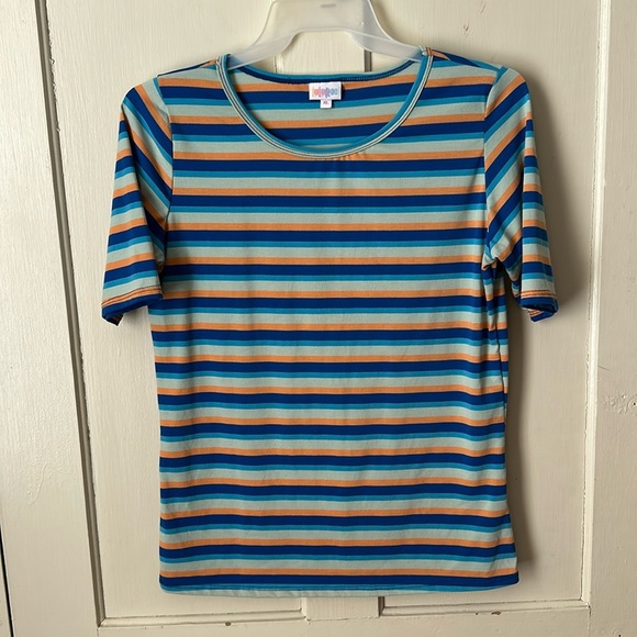LulaRoe Orange and Blue stripes xL - Picture 1 of 3